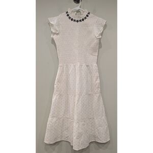 Pomegranate White Smocked 100% Cotton Sleeveless Dress Size XS